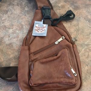 Rusted Horseshoe Vegan Leather sling strap crossbody